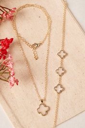 Heliophilia Silver Conjunto de collar y pulsera de metal dorado